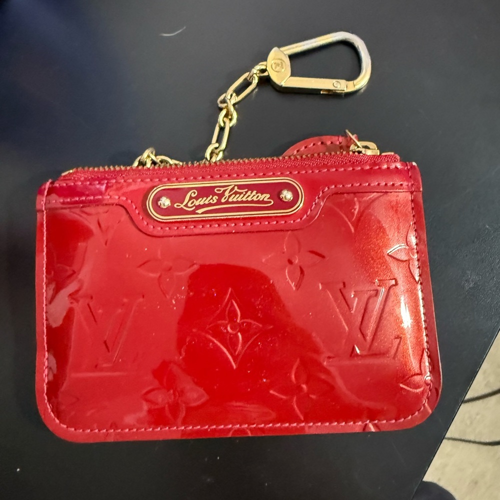 Louis Vuitton Red Vernis Coin Pouch with Gold Hardware